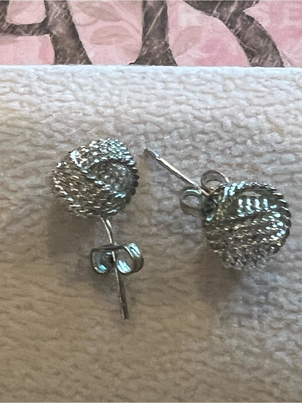 Silver Textured knot Stud Earrings -